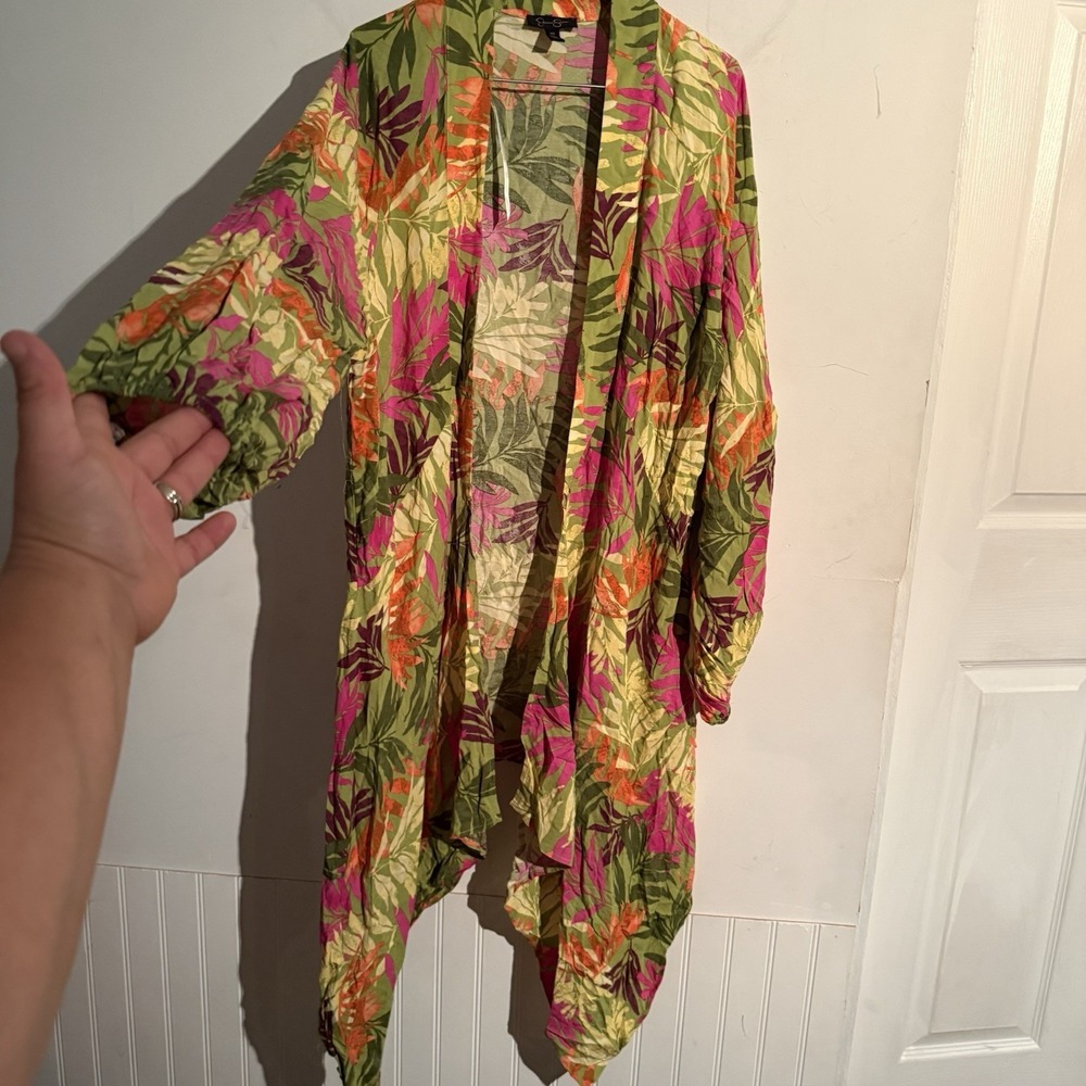 Jessica‎ Simpson XS Agnette Hi Low Kimono Tropical Coastal Lagenlook Boho